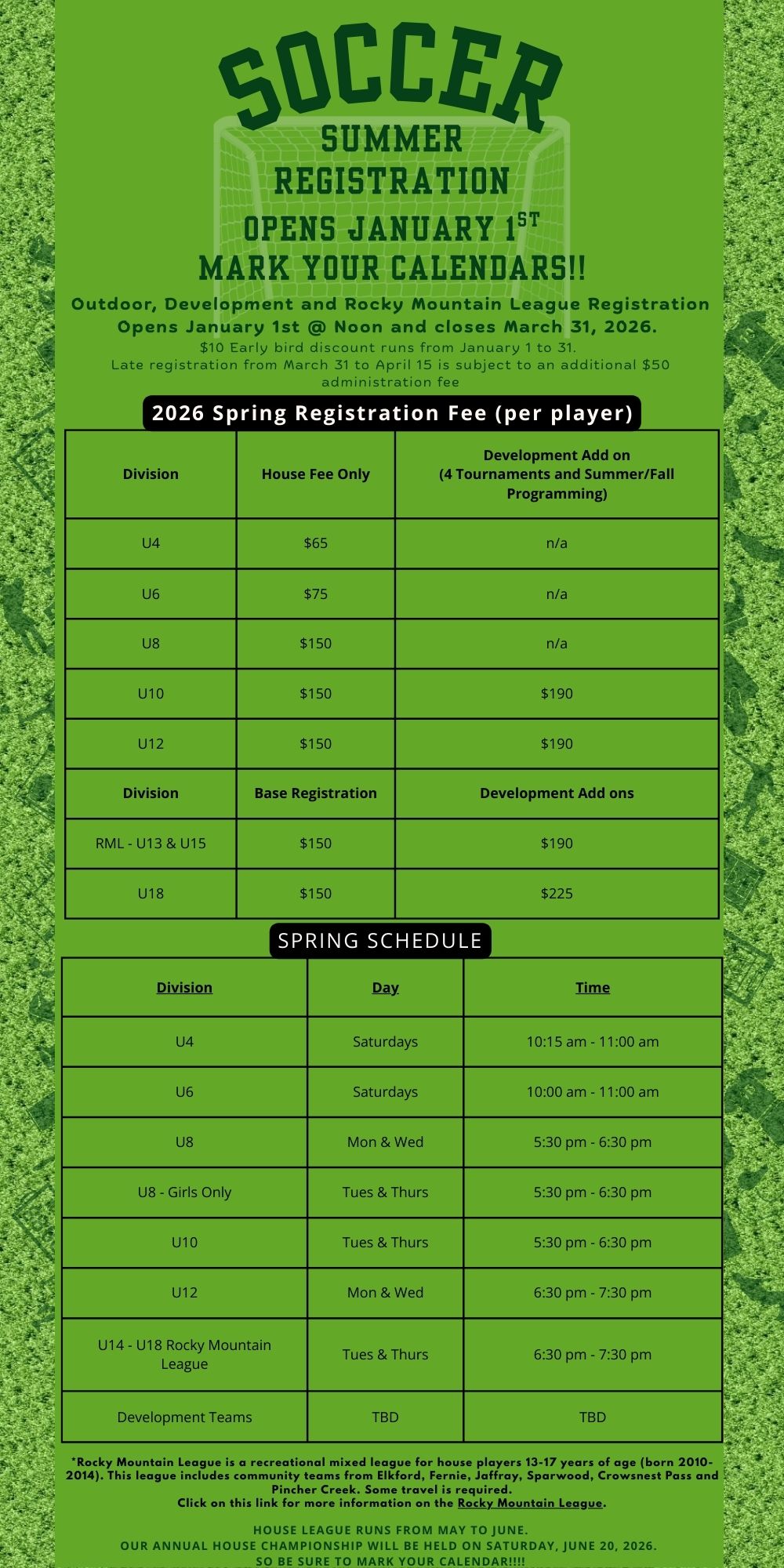 Soccer registration for spring